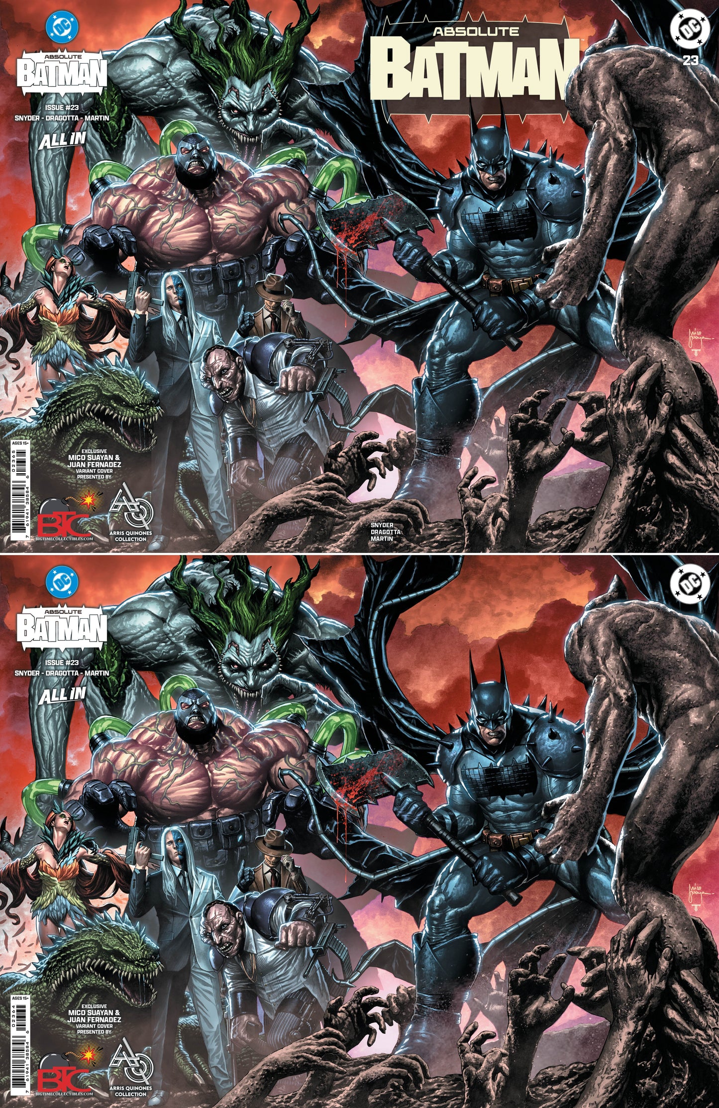 ABSOLUTE BATMAN #23 MICO SUAYAN TRADE & VIRGIN SET