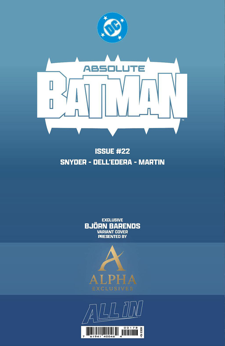 ABSOLUTE BATMAN #22 BJORN BARENDS EXCLUSIVE VAR (07/08/2026)